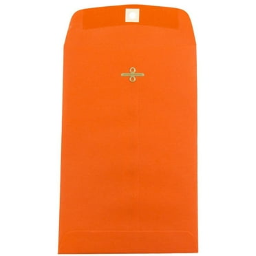 JAM Paper 6 x 9 Clasp Envelopes, Orange, 50 per Pack