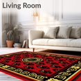 thumbnail image 2 of ODIKA 5'x7' Machine Washable Non-Slip Area Rug, Vivid Heritage Crest with Interlocking Mascot Motifs High Traffic Rug, Red, 669313, 2 of 7