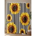 thumbnail image 4 of Fsddascl Yellow Sunflower Shower Curtain Set - Long 72" x 84" Washable Bathtub Curtain with 12 Hooks, Black Beige Striped Retro Pastoral Waterproof Fabric Stall Shower Curtains for Bathroom/Bathtub, 4 of 6