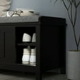 thumbnail image 4 of Black Shoe Bench With Adjustable Shelves - 6 Compartments Padded Seat, Sliding Doors, Holds 10 Pairs Of Footwear Entryway Storage For Shoes Black, Shelving, Seat Attractive Fabric,, 4 of 6