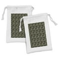 thumbnail image 1 of Khaki Fabric Pouch Set of 2, Repeating Pattern with Stain Look Camouflage Motif, Small Drawstring Bag for Toiletries Masks and Favors, 9" x 6", Army Green Slate Brown, by Ambesonne, 1 of 2