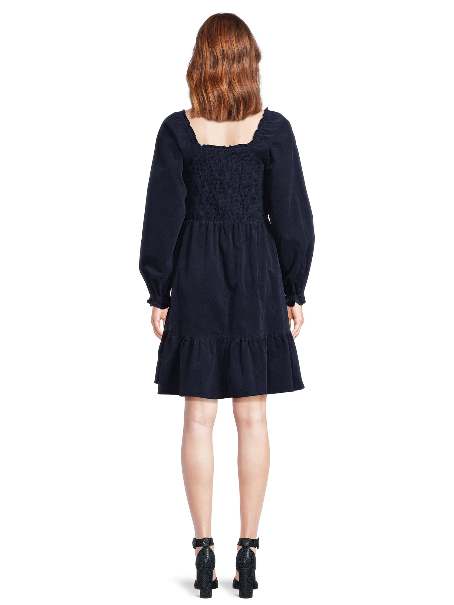 Ladies - Black Smocked-Bodice Dress - Size: XL - H&M