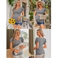 thumbnail image 4 of Camisetas de maternidad Ekouaer, 3 paquetes, cuello en V, manga corta, negro/gris/rojo vino, 4 of 6