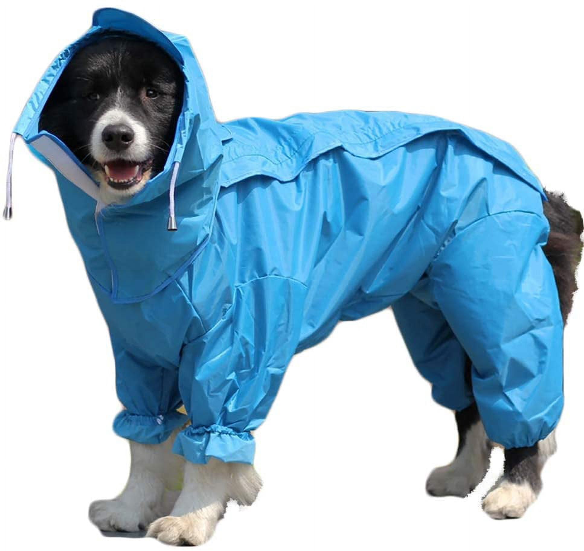 Dog Raincoat with Detachable Hoodie, Adjustable Outdoor Drawstring Dog Coat, Waterproof Dog Jacket, Rain Jacket with Hood and Collar Hole, 10 Sizes, 16
