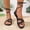 Black1, variant on Women's Ankle Tie Flat Sandals Open Toe Lace Up Summer Casual PU Gladiator Sandals for Beach Dressy Walking