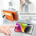 thumbnail image 3 of Back Wallet for iPhone 14 Case with Card Holder, PU Leather RFID Blocking Card Slots Zipper Purse Case with Wristband, Magnetic Clasp Flip Stand Clear Durable Phone Cover, Orange, 3 of 10