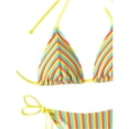 thumbnail image 5 of Delconic Women’s Triangle Bikini Set with Adjustable Halter Top and Tie Side Bottoms Striped Print Two Piece Swimsuit for Beach Pool, 5 of 7
