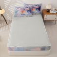 thumbnail image 4 of Castle Fairy Ribbon Bow Perfume Print Zipper Twin Comforter Sets with Fitted Sheet and 2 Pillowcases,Watercolor Floral Pattern Zipper Bedding Set,Pink Blue,Grey Reversible,4-Piece, 4 of 6