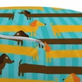 thumbnail image 3 of Dogs Pouf Cover with Zipper, Vertically Striped Blue Background with Bedger Dogs Dachsund Puppies, Soft Decorative Fabric Unstuffed Case, 30" W X 17.3" L, Pale Blue Brown, by Ambesonne, 3 of 5