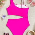 thumbnail image 6 of FINALGANG Girls Onesie Swimsuit Colorful Striped One Shoulder Slim Fit Stretchy Bathing Suit For Summer Beach Pool Water Activities Leisure Swimwear, 6 of 6