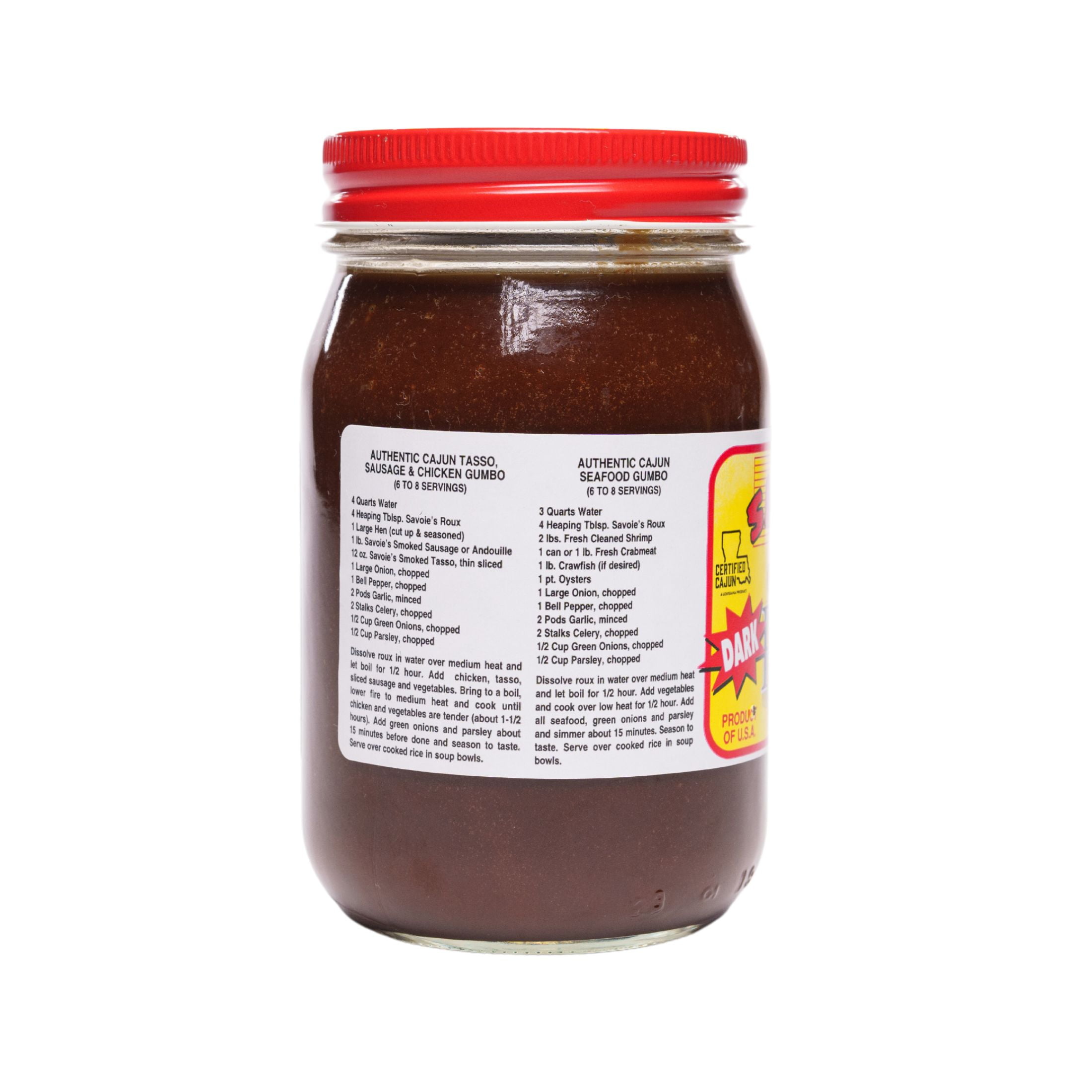 Savoie's Old Fashioned Dark Roux, 16 oz Glass Jar, Authentic Cajun