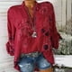 thumbnail image 5 of ICHUANYI Clearance Women's Fashion Elegant Floral Flower Print Pullover Button Casual Bottom(Red, M) ICHUANYI WER2023080704271, 5 of 6