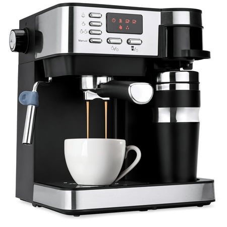Nespresso Coffee Machine - Best Choice Products 3-in-1 15-Bar Espresso, Drip Coffee, and Cappuccino Latte Maker Machine w/ Steam Wand Milk Frother, Thermoblock System, Tumbler, Portafilters, LED Display