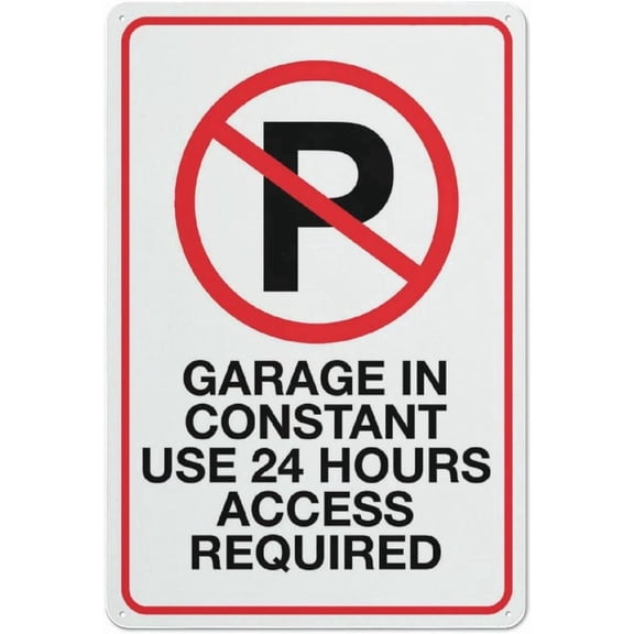 No Parking Garage In Constant Use 24 Hours Sign 12 X 8 Inch Metal Sign, Rustproof Aluminum, Multicolor