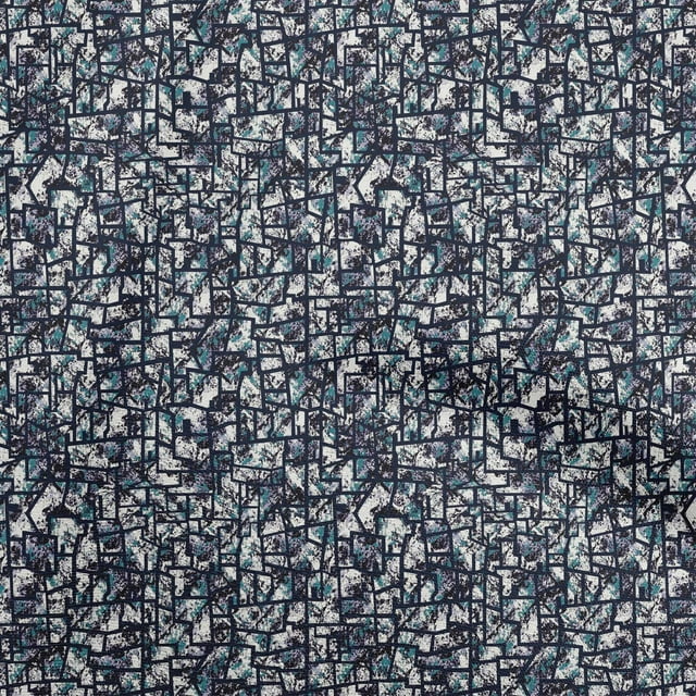 oneOone Polyester Lycra Medium Blue Fabric Abstract Sewing Material Print Fabric By The Yard 56 Inch Wide