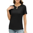 thumbnail image 1 of Wlynlyn Hauts pour Femmes Décontractés Chics à Manches Courtes avec Trou de Serrure, Col Rond, Coupe Ample, Blouses de Travail Taille P-TTG, 1 of 7
