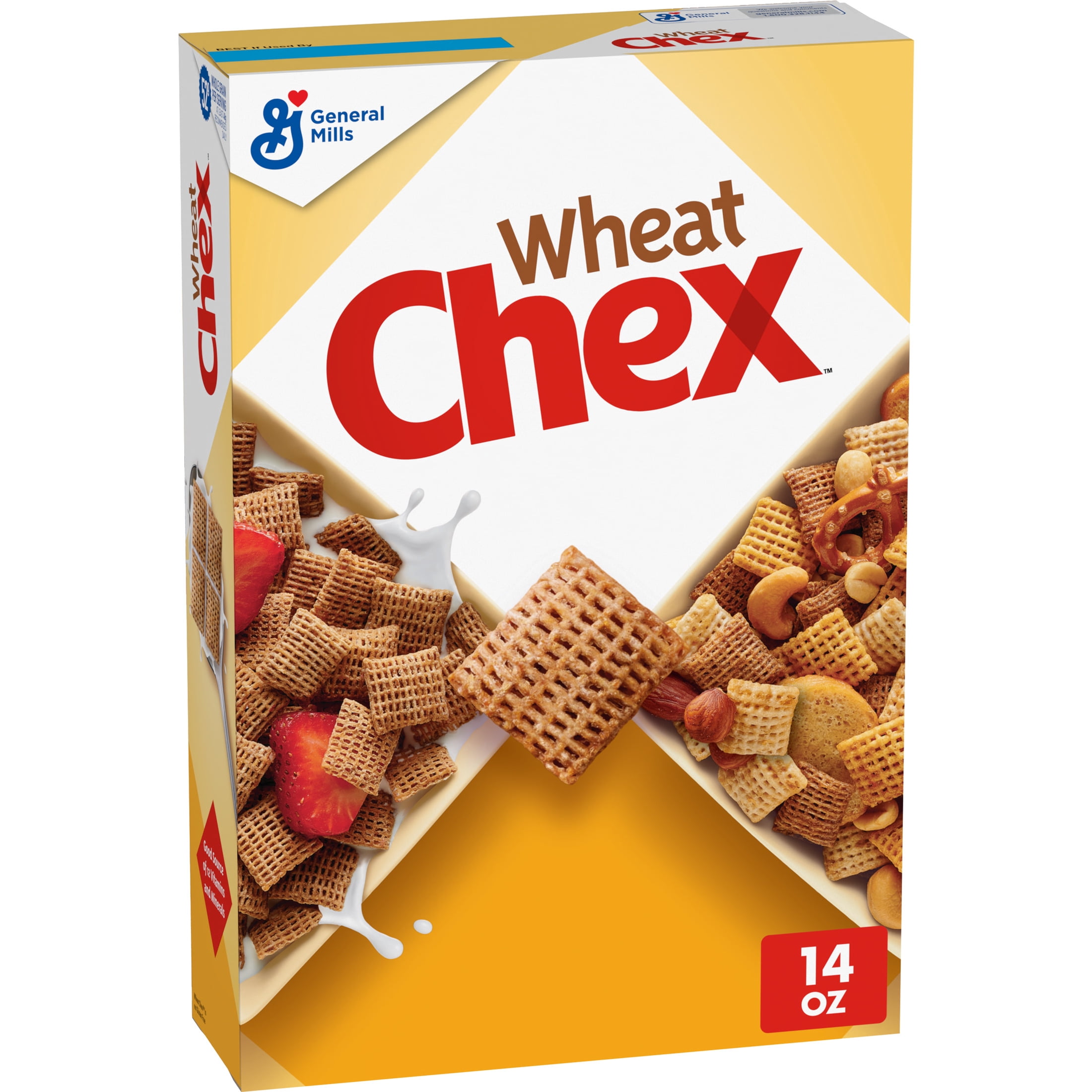 (4 pack) Wheat Chex Breakfast Cereal, Homemade Chex Mix Ingredient, 14 oz