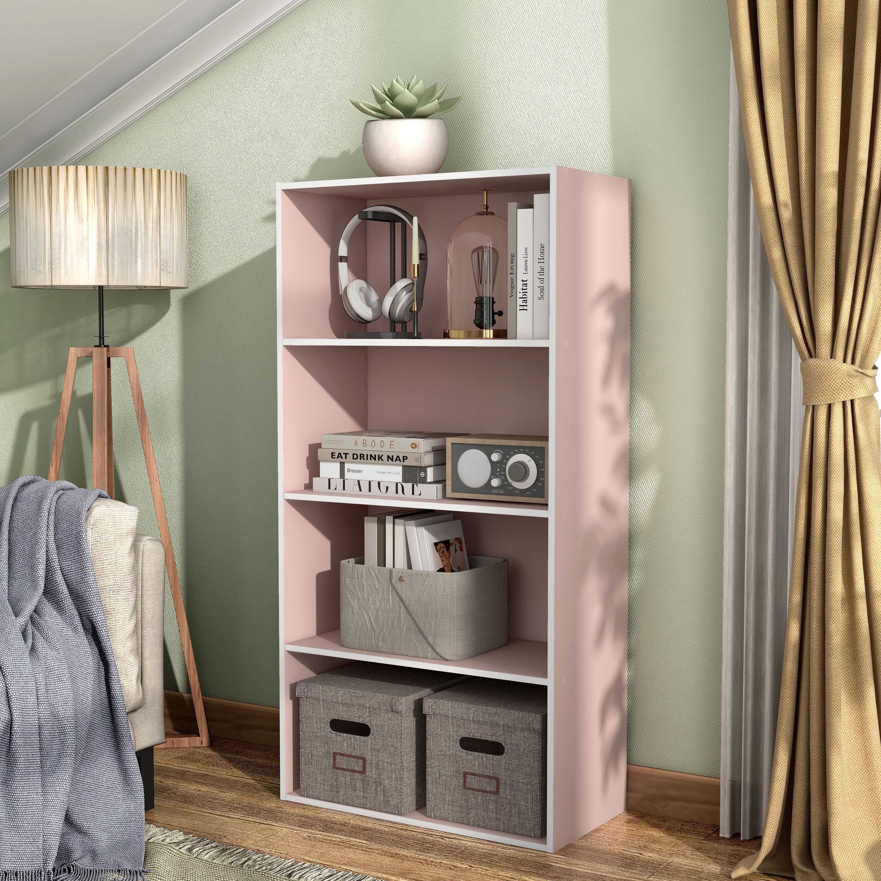 Furniture of America Brooks Stackable 4-Tier Wood Light Pink Kids Bookcase