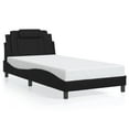 thumbnail image 1 of vidaXL Bed Frame with LED Lights Black 100x190 cm Faux Leather, 1 of 5