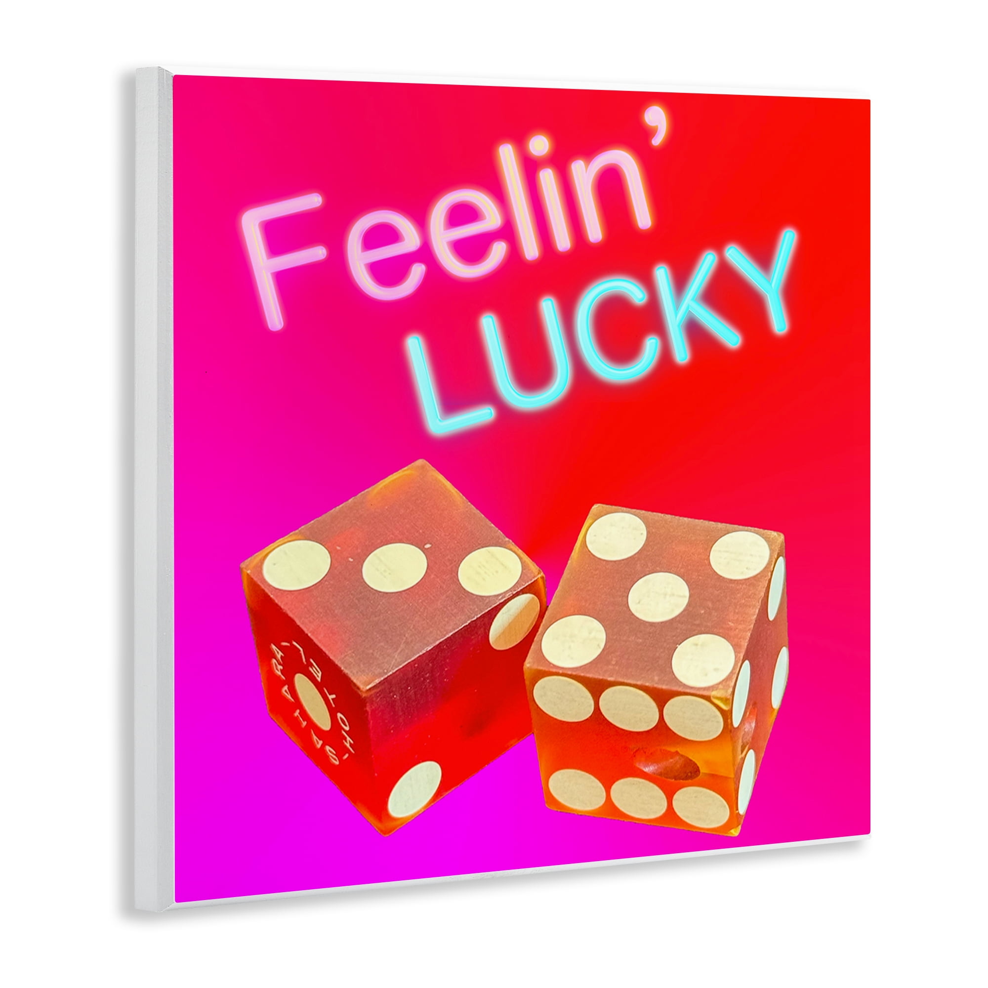 Stupell Industries Feelin' Lucky with Dice Entertainment Painting Unframed Art Print Wall Art, 12 x 12