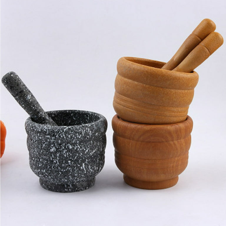 Gwong Garlic Masher Bowl Mashing Household Crushing Jar Mortar Pestle  Kitchen Gadget(Marble Color)