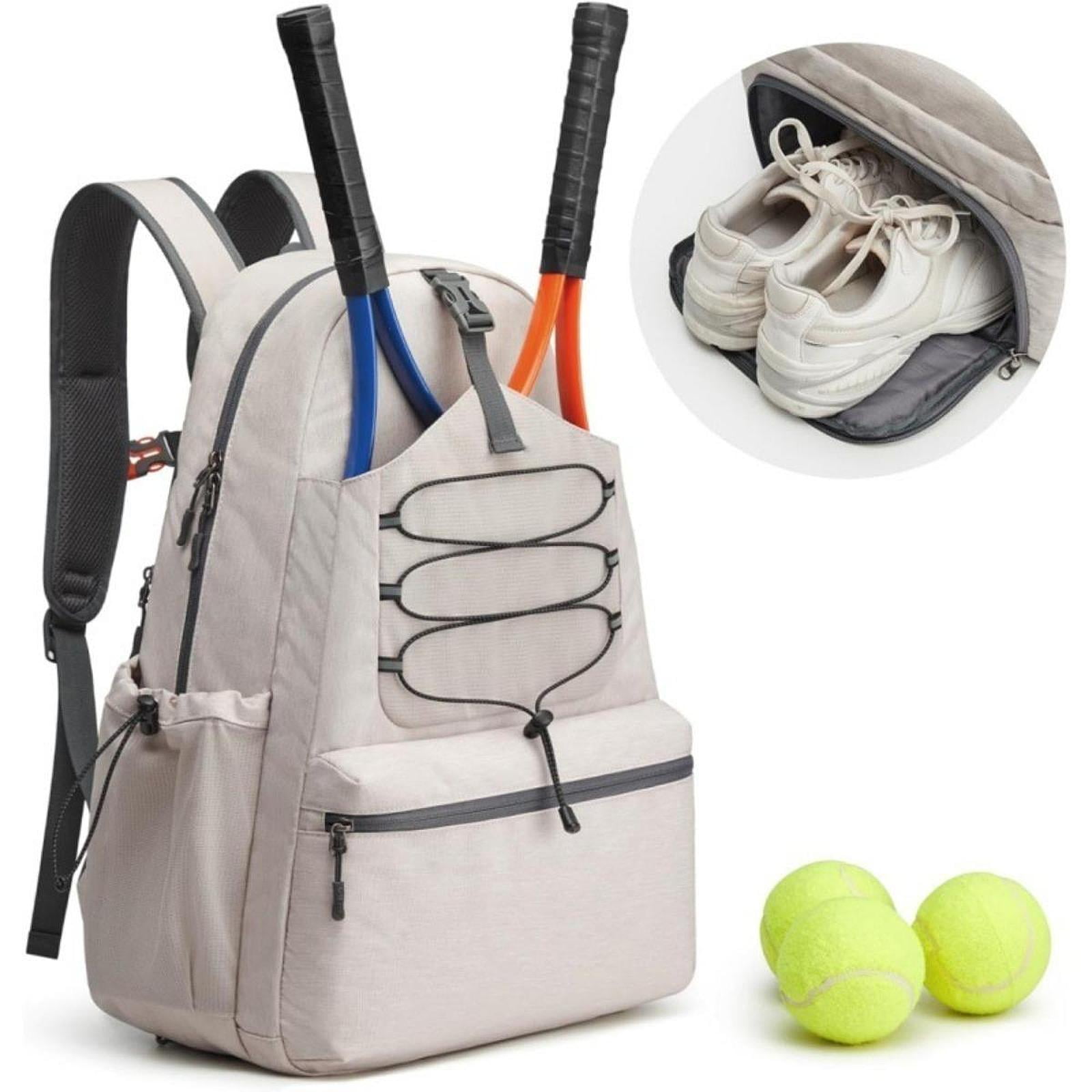 Baoblaze Tennis Bag Adjustable Strap Lightweight Large Capacity Pickleball Racket Bag Beige
