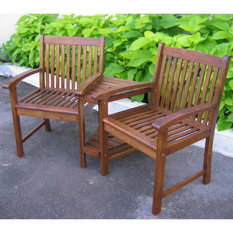 International Caravan Outdoor Wood Corner Double Chair