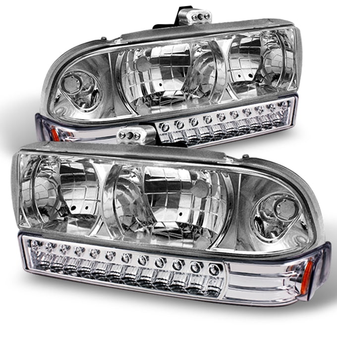 FOR 98-04 CHEVY S10 BLAZER SMOKED CLEAR CORNER HEADLIGHT BUMPER LAMPS+TOOL SET