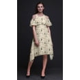 thumbnail image 2 of Bimba Yellow Bird Print Flutter Sleeve Womens Party Tunic Cold Shoulder Midi Dress - X-Small, 2 of 6
