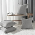 thumbnail image 3 of 4 Packs Decorative 20x20 Inch Grey Throw Pillow Covers for Living Room Couch Bed, Rustic Modern Home Decor, Soft Corduroy Small Bulge Accent Square Cushion Case 50x50 cm(Light Grey), 3 of 7