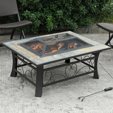 Axxonn Granada Rectangular Slate Top Fire Pit Walmart Com