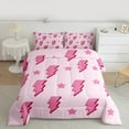 thumbnail image 2 of jejeloiu Cartoon Lightning Full Size Comforter Sets,Stars Print Bedding Comforter Set,Girl Pink Bedding Sets For Teens,Breathable Home Decor Reversible,3pcs, 2 of 8
