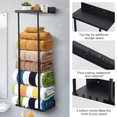 thumbnail image 5 of Wall Mounted Towel Rack for Bathroom, Metal Towel Holder Bar for Rolled & Folded Large Towels, Upgraded Black Bathroom Wall Towel Storage, 5 of 7
