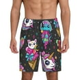 thumbnail image 2 of Rocae Cat Icecream for Men's Soft Sleep Pajama Shorts, Waistband and Pockets, 2 of 9