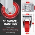 thumbnail image 2 of Caster Wheels Online Best Service, poliuretano rojo, paquete de 4 unidades, 3 pulgadas, 2 of 9