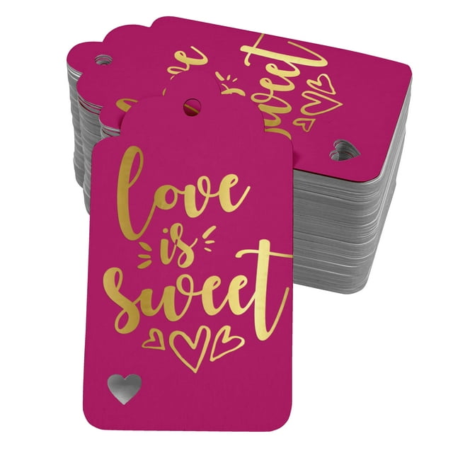 Inkdotpot 100 Pack Love Is Sweet Wedding Favor Paper Tags Craft Real Gold Foil Hang Tag