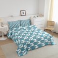 thumbnail image 3 of Erosebridal Blue Checkered Bedding Full Comforter Set, Kawaii Bow Bedding Full Comforter Set, Geometry Grid Room Decor, Reversible 3pcs, 3 of 8