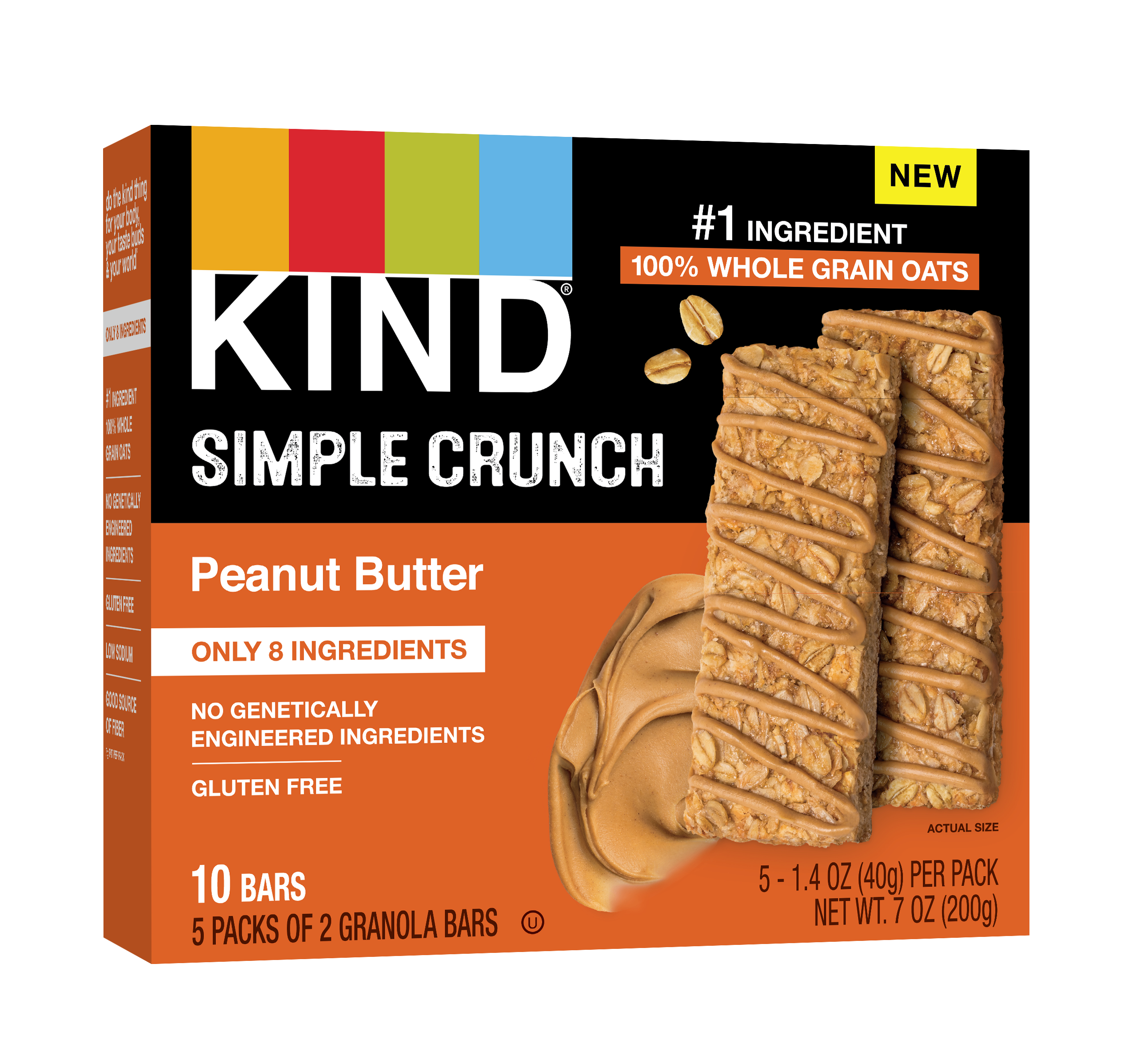 KIND Simple Crunch Granola Bars, Peanut Butter, Gluten Free, 1.4oz, 5