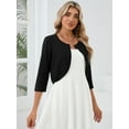 thumbnail image 5 of DEMOTIME Women's Cardigan 3/4 Sleeve Cropped Open Front Bolero Shrug for Dresses Black L, 5 of 6