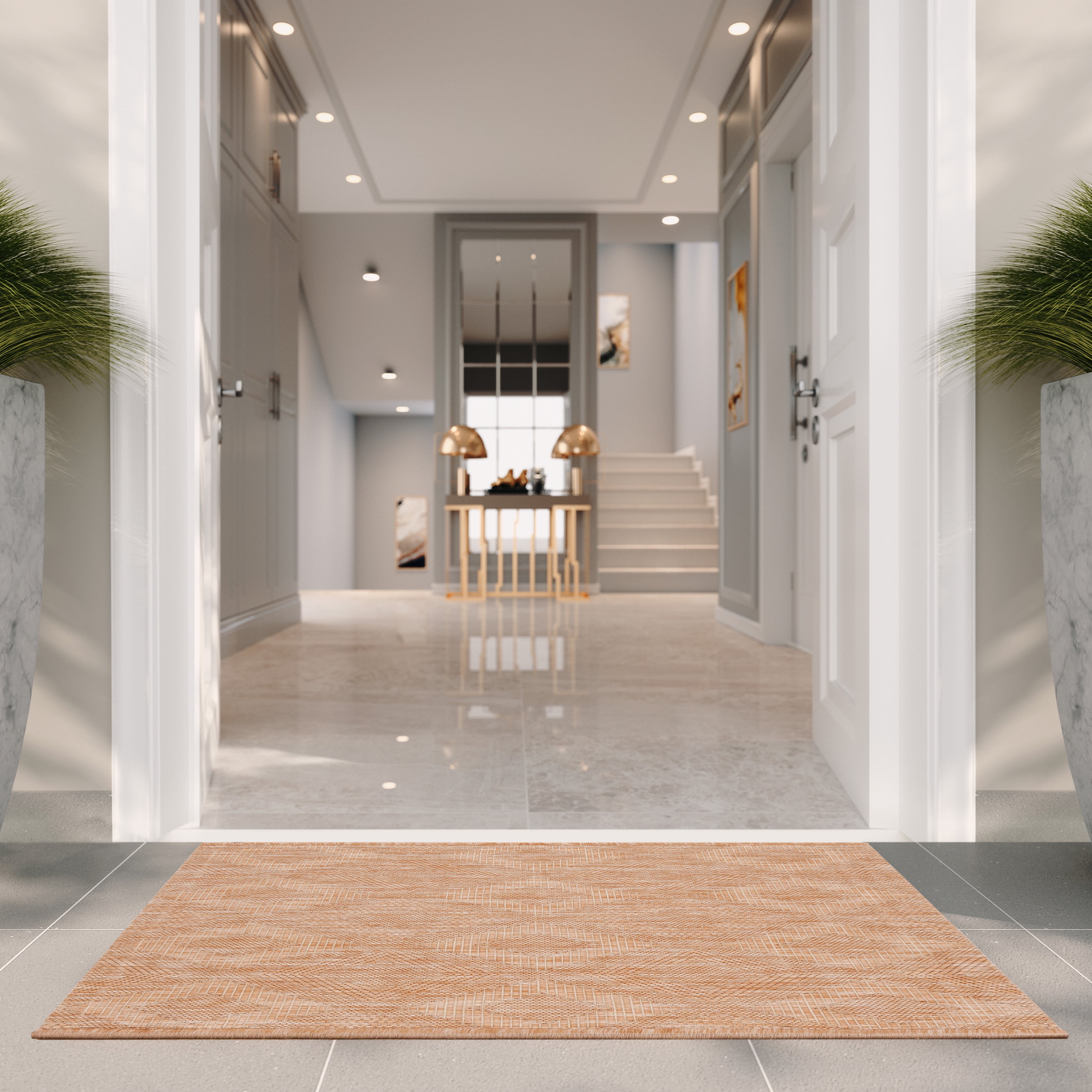 Safavieh Courtyard Teodor Geometric Indoor/Outdoor Area Rug, Natural, 4' x 4' Square