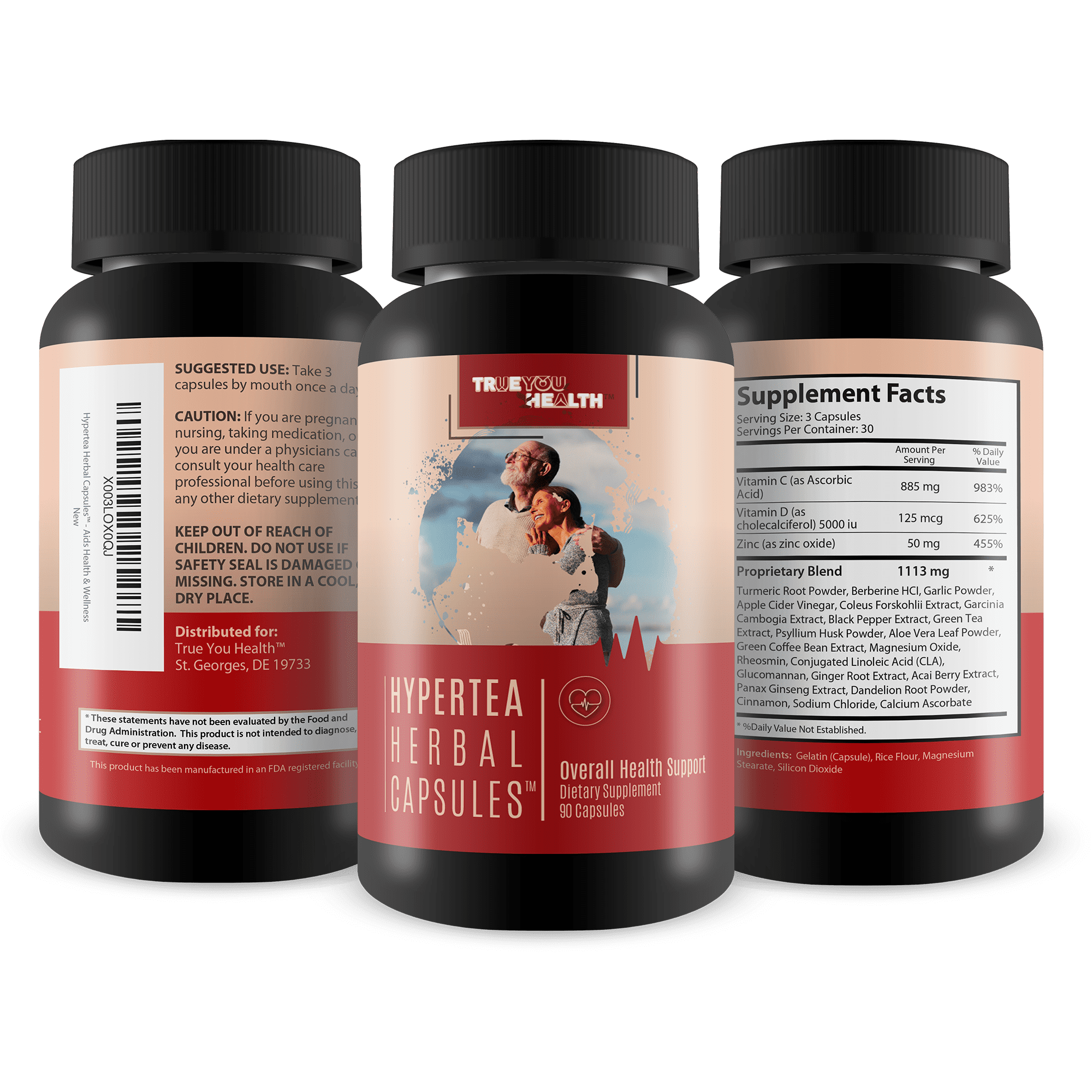 Hypertea Herbal Capsules - Overall Heath Support, Organ Support, & Immune Support - 20+ Herbs, Vitamins, & Minerals - Promote a Healthy Body & Body Functions - Use Daily to Aid Health & Wellness