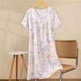 thumbnail image 2 of Chemise de Nuit pour Femmes, Manches Courtes à Col Rond Imprimé, Robe d'Allaitement, Rayonne Spandex Douce, Robe de Détente Longueur Genou, 2 of 5