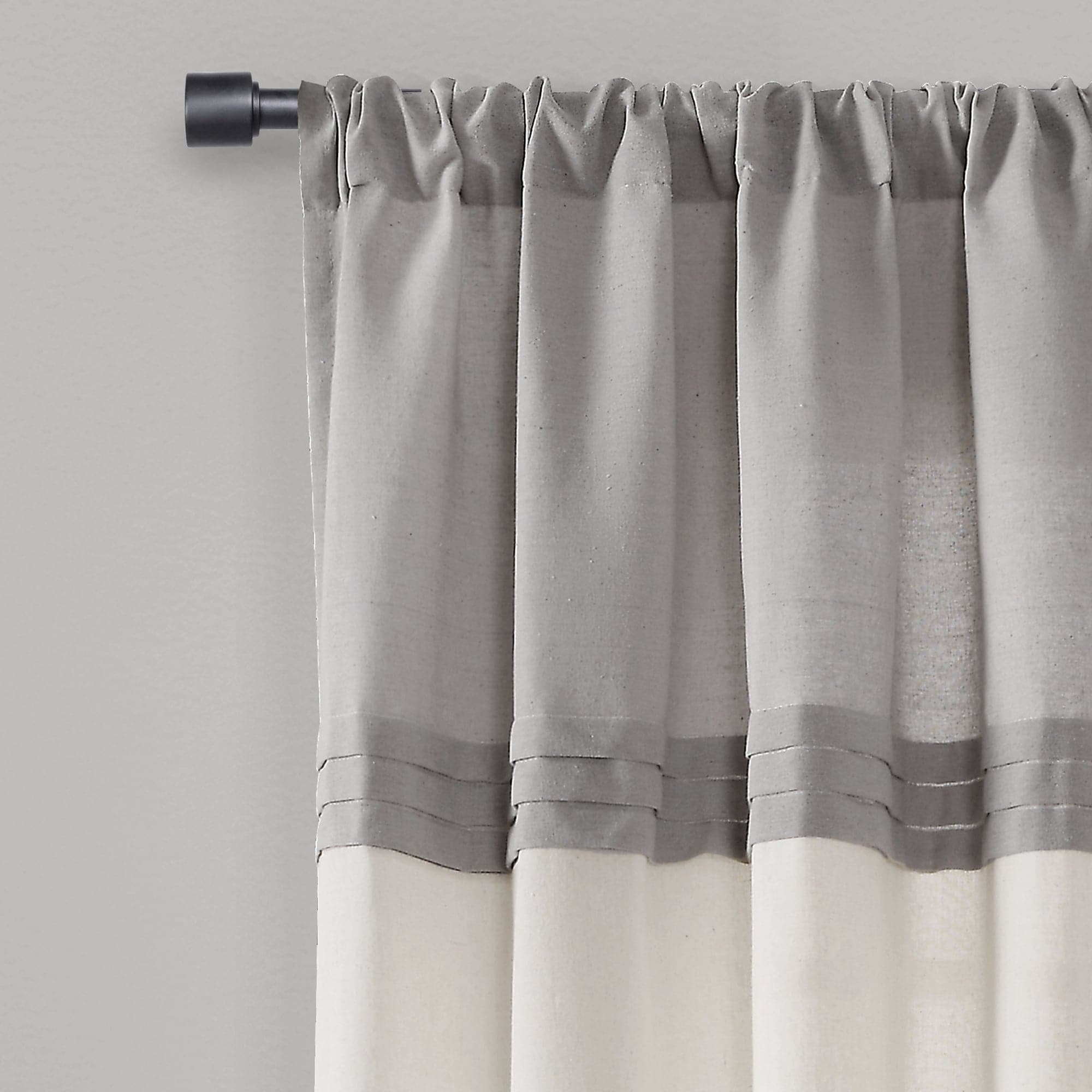 Lush Decor Farmhouse Fau X Linen Colorblock Pleated Single Window Curtain Panel - Blue/OffWhite - 40 X 84