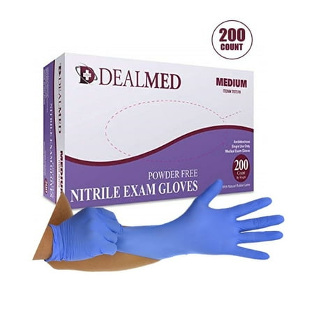 Dealmed Nitrile Exam Gloves, Medium, 200/Bx (Best Gloves For Acetone)