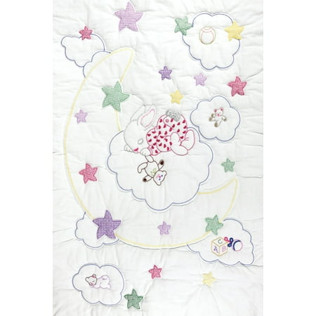 Jack Dempsey Dreamland Stamped White Quilt Crib Top, 40" x 60