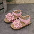 thumbnail image 2 of Gubotare Little Girl's Open Toe Summer Princess Flat Flower Sandals Toddler Sandals Size 10 (Pink,Little Kids 10), 2 of 6