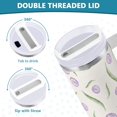 thumbnail image 5 of 30 oz Tumbler with Handle Lid and Straw Insulated Water Tumbler Stainless Steel Water Cup Mug Bottle Reusable Cup Holder Friendly Floral Purple, 5 of 6