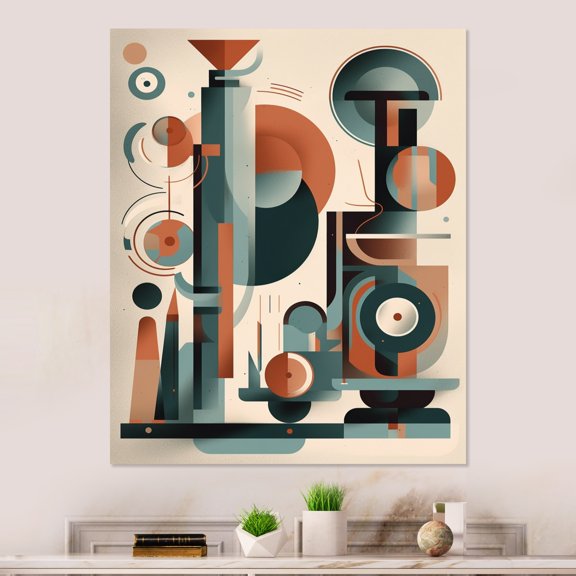 Designart "Mid Century Momentum Orange and Green V" Modern Midcentury Metal Wall Decor