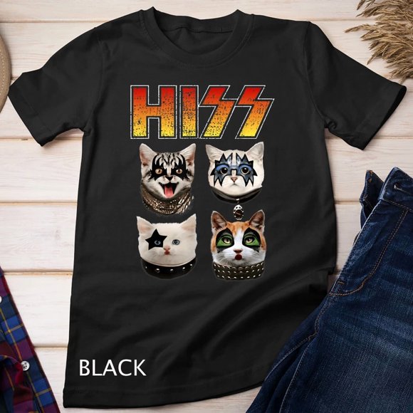 Hiss Funny Cat Lover Graphic T-shirt Classic Cotton Short Sleeve Apparel,for unisex up to 3XL