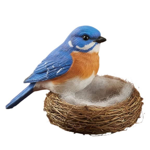 Goowood Realistic Bird Nest Figurine Statue For Garden Patio Tabletop Home Decor Rustic Outdoor Bird Decor